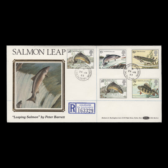 Great Britain 1983 River Fish first day cover, THE SALMON LEAP