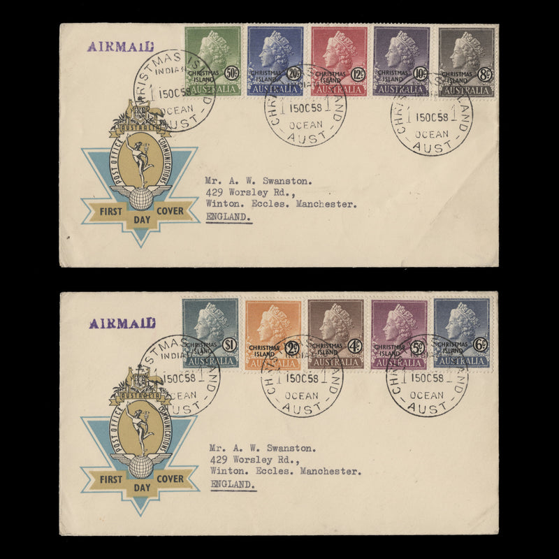 Christmas Island 1958 Provisionals first day covers