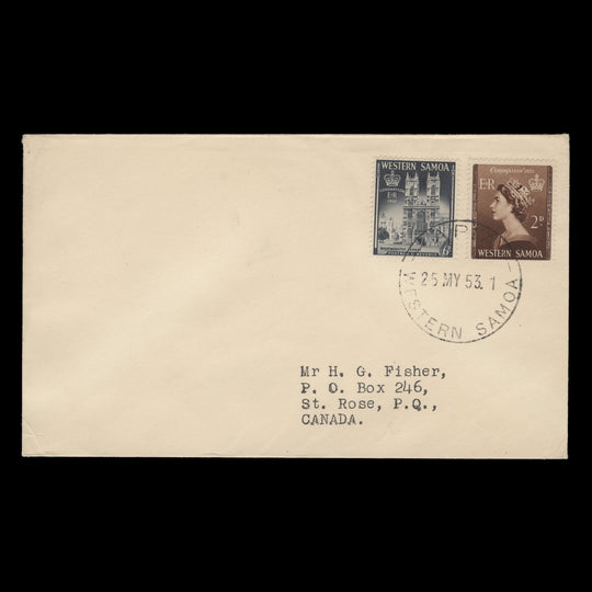 Samoa 1953 Coronation first day cover, APIA