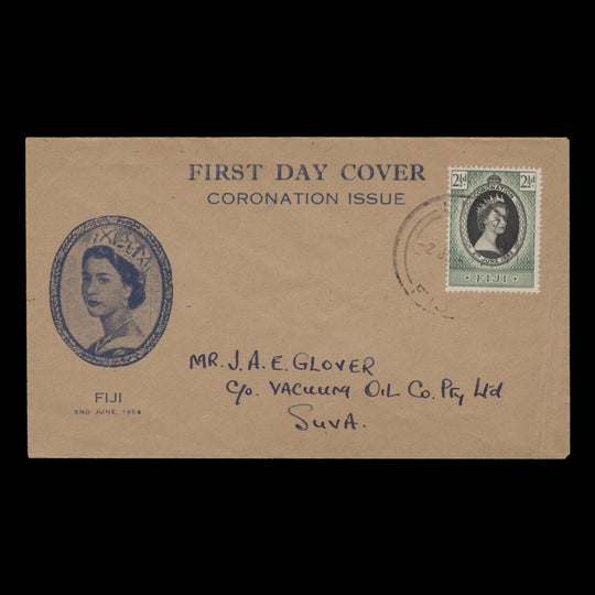 Fiji 1953 (FDC) 2½d Coronation, SUVA