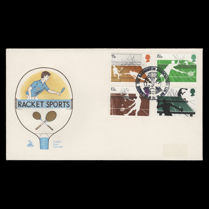Great Britain 1977 Racket Sports first day cover, BADMINTON ASSOCIATION