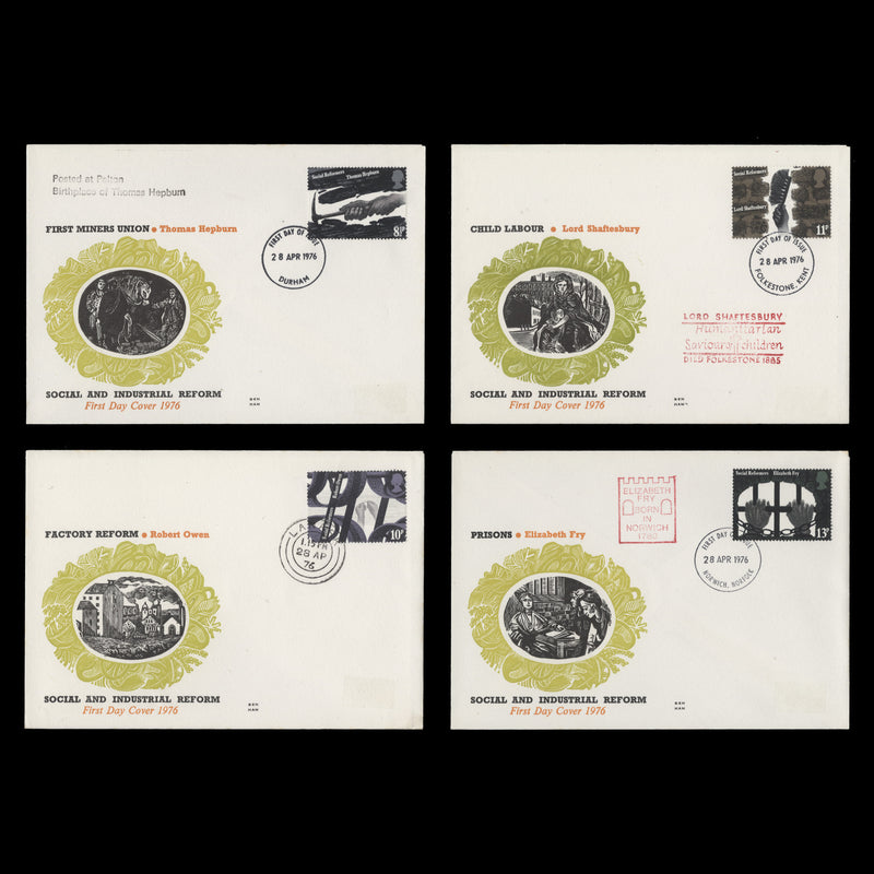 Great Britain 1976 Social Reformers first day covers