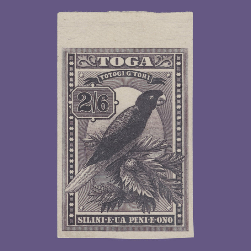 Tonga 1922 Red Shining Parrot imperf single in deep purple