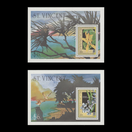 Saint Vincent 1990 (MNH) Orchids miniature sheets