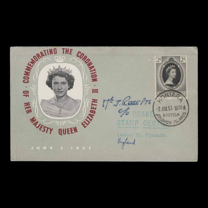 Solomon Islands 1953 (FDC) 2d Coronation, HONIARA