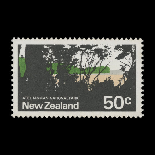 New Zealand 1971 (Variety) 50c Abel Tasman National Park missing apple-green