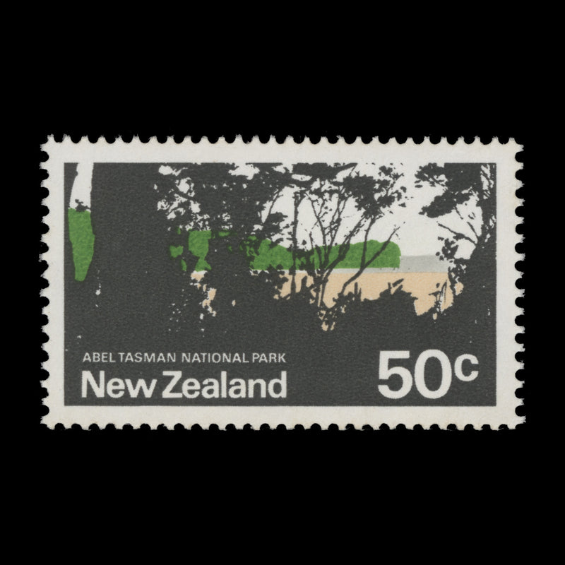 New Zealand 1971 (Error) 50c Abel Tasman National Park missing apple-green