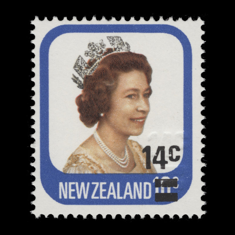 New Zealand 1979 (MNH) 14c/10c QEII with double surcharge, one albino