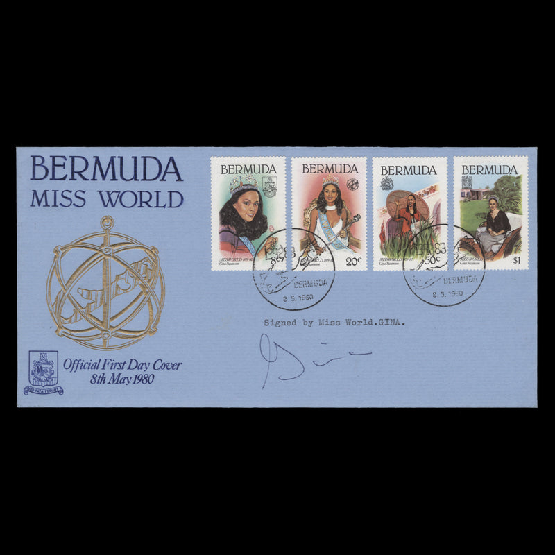 Bermuda 1980 Miss World first day cover signed by Gina Swainson