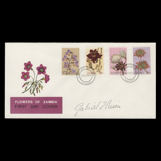 Zambia 1983 Wild Flowers first day cover signed by designer Gabriel Ellison
