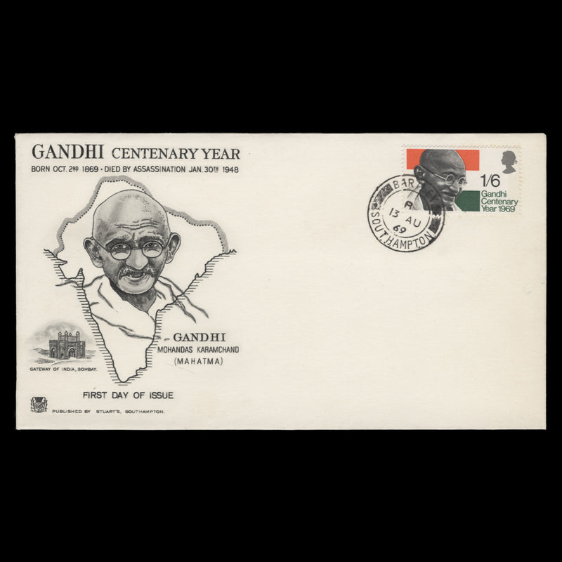 Great Britain 1969 Gandhi Centenary first day cover, BARTLEY