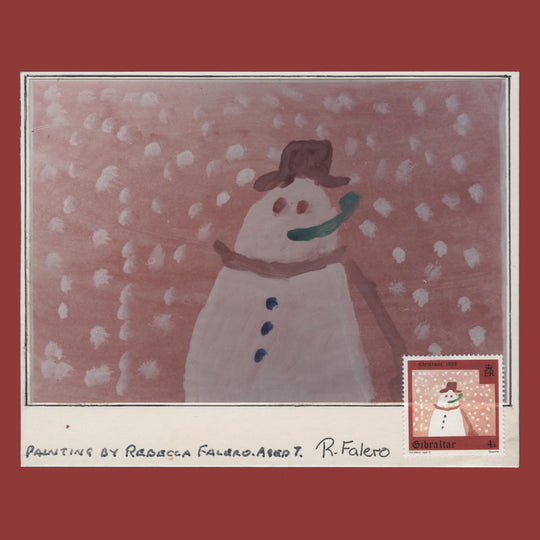 Gibraltar 1988 4p Christmas on card signed by artist Rebecca Falero