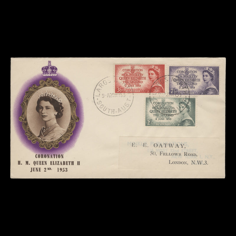 Australia 1953 Coronation first day cover, LARGS NORTH