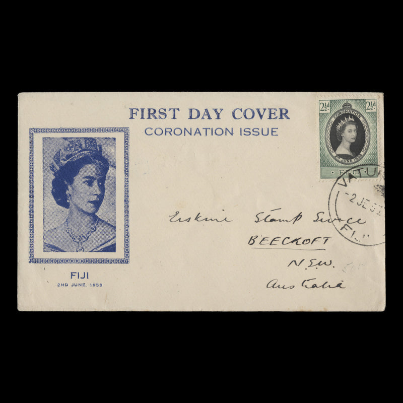 Fiji 1953 (FDC) 2½d Coronation, VATUKOULA