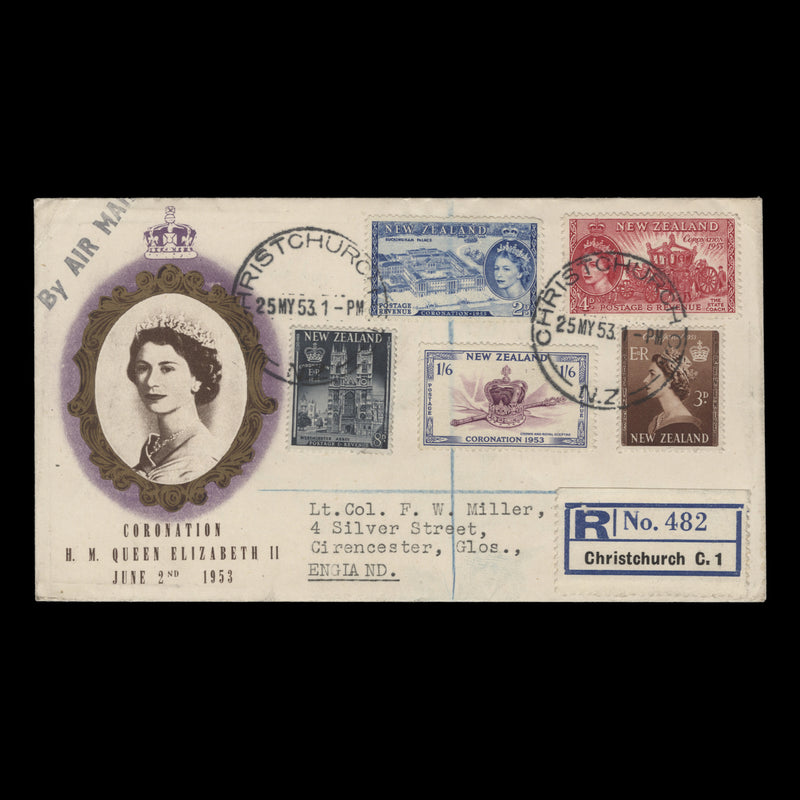 New Zealand 1953 Coronation first day cover, CHRISTCHURCH