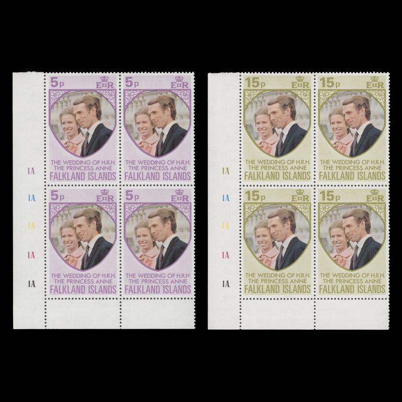 Falkland Islands 1973 (MNH) Royal Wedding plate blocks