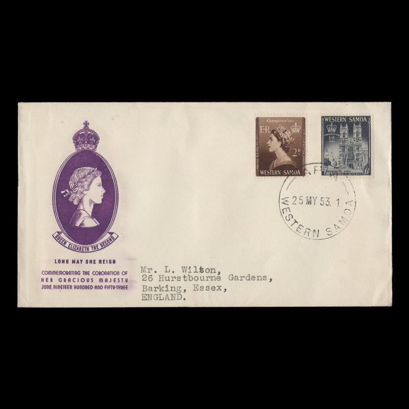 Samoa 1953 Coronation first day cover, APIA