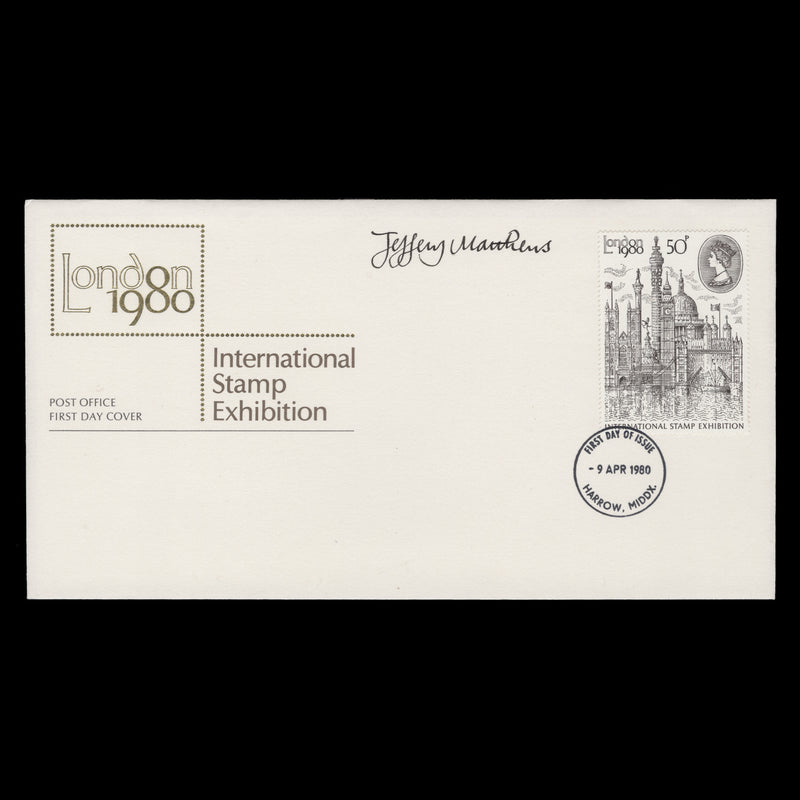 Great Britain 1980 Stamp Exhibition, London FDC signed by Jeffery Matthews