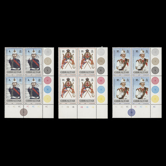 Gibraltar 1989 (MNH) Gibraltar Regiment plate blocks