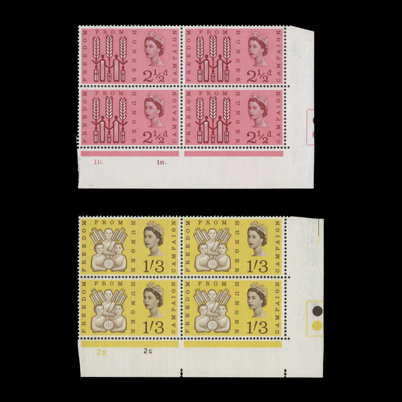 Great Britain 1963 (MNH) Freedom From Hunger ordinary cylinder blocks