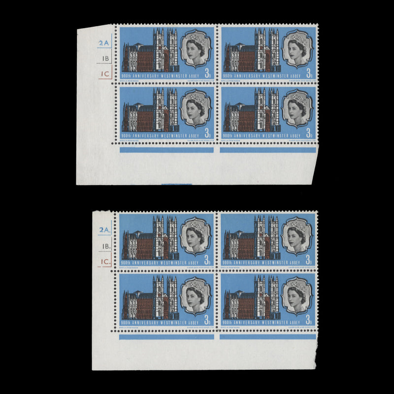 Great Britain 1966 (MNH) 3d Westminster Abbey ordinary cylinder blocks