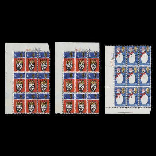 Great Britain 1966 (MNH) Christmas ordinary cylinder blocks