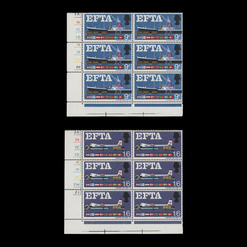 Great Britain 1967 (MNH) EFTA ordinary cylinder blocks