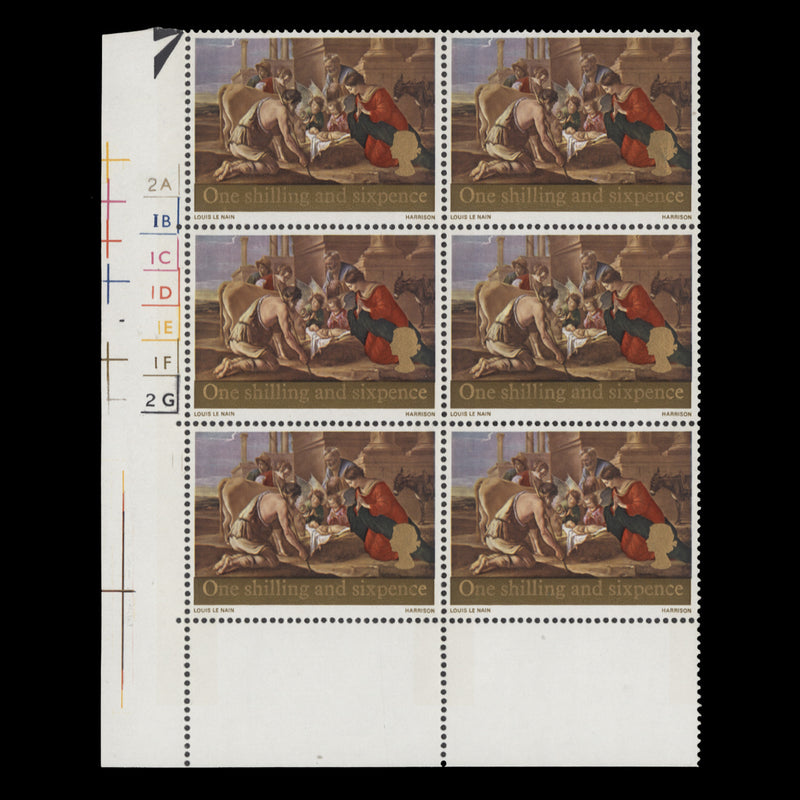 Great Britain 1967 (MNH) 1s6d Christmas cylinder block