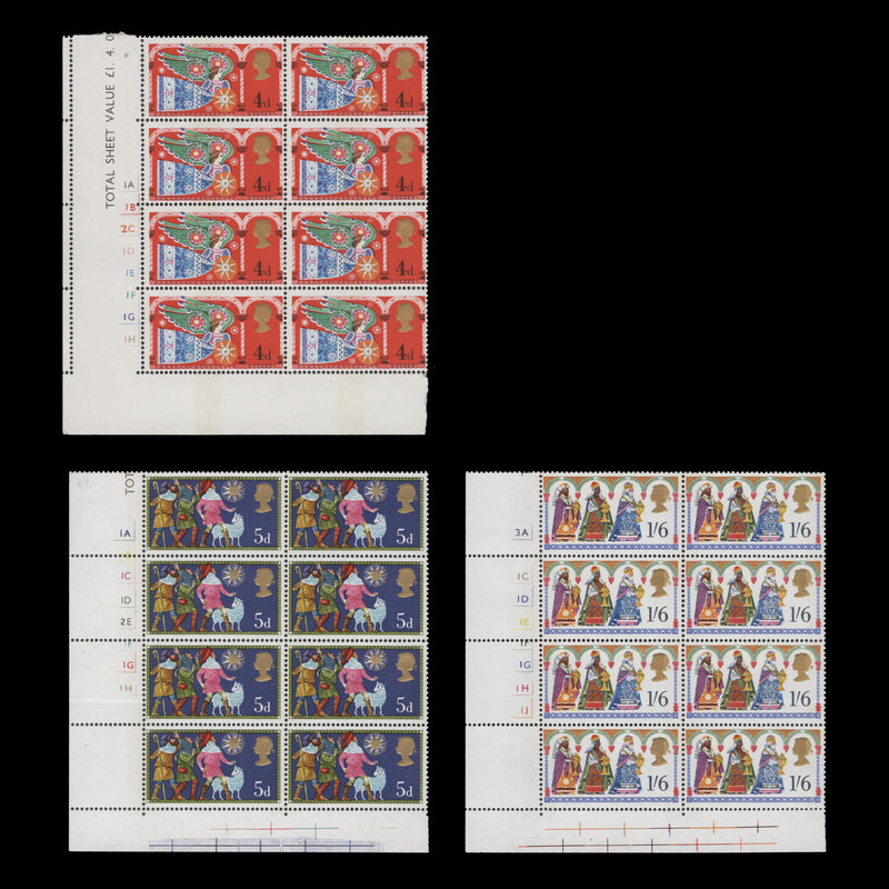 Great Britain 1969 (MNH) Christmas cylinder blocks