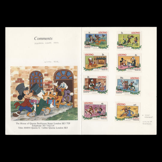 Lesotho 1983 Disney/Christmas imperf proofs in presentation folder