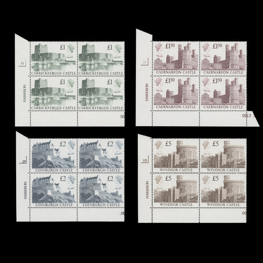 Great Britain 1988 (MNH) Castle Definitives imprint/plate blocks