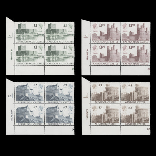 Great Britain 1988 (MNH) Castle Definitives imprint/plate blocks