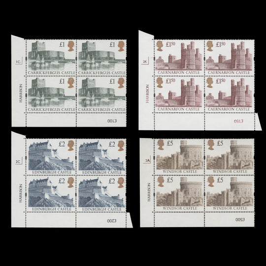 Great Britain 1992 (MNH) Castle Definitives imprint/plate blocks
