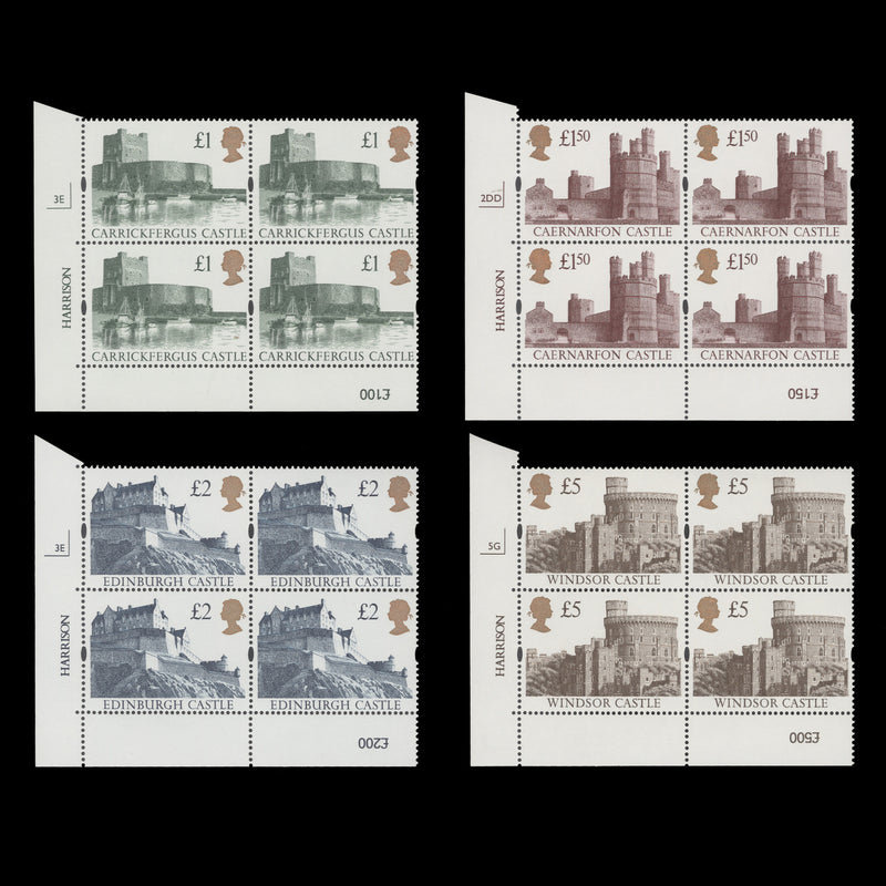Great Britain 1994 (MNH) Castle Definitives re-etched plate blocks