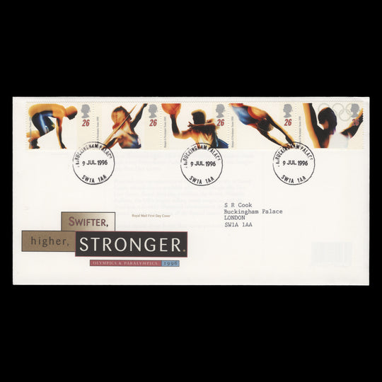 Great Britain 1996 Olympic Games first day cover, BUCKINGHAM PALACE