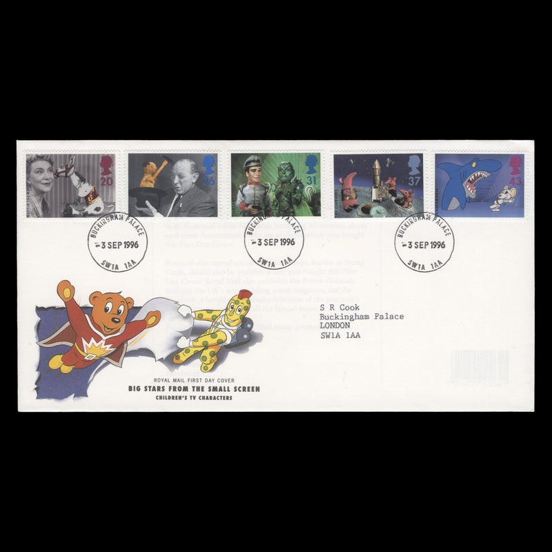 Great Britain 1996 Children's Television first day cover, BUCKINGHAM PALACE