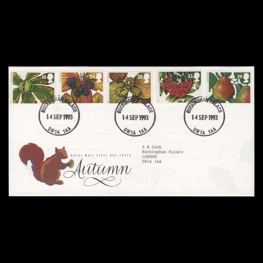Great Britain 1993 Autumn first day cover, BUCKINGHAM PALACE