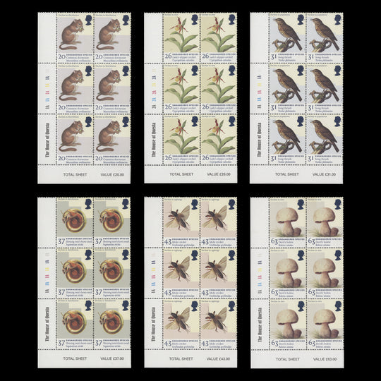 Great Britain 1998 (MNH) Endangered Species plate blocks