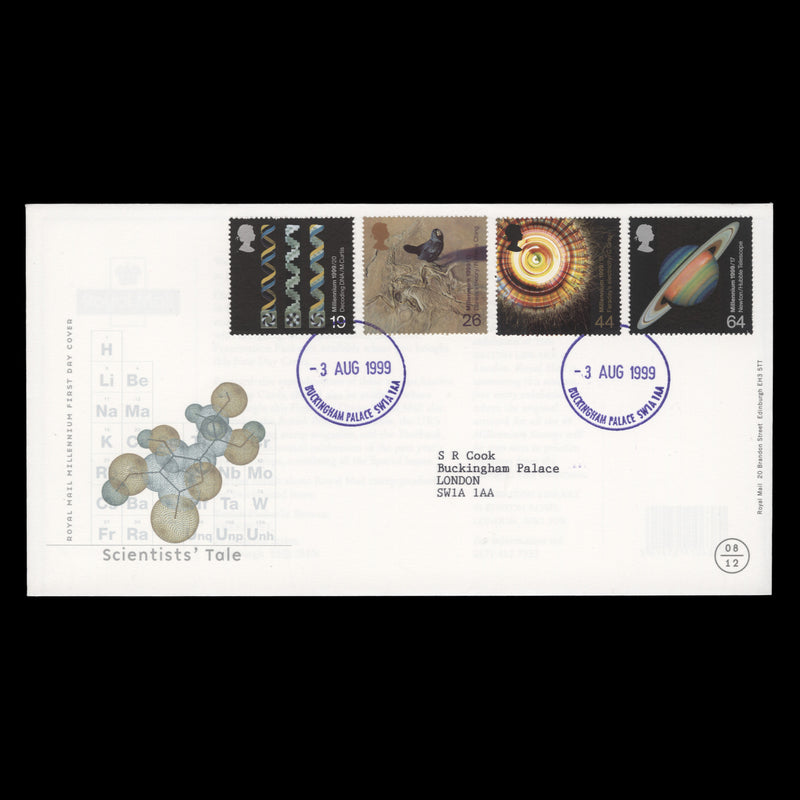 Great Britain 1999 The Scientists' Tale first day cover, BUCKINGHAM PALACE