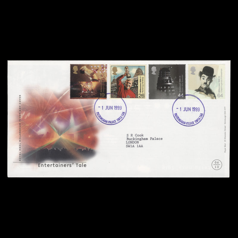 Great Britain 1999 The Entertainers' Tale first day cover, BUCKINGHAM PALACE