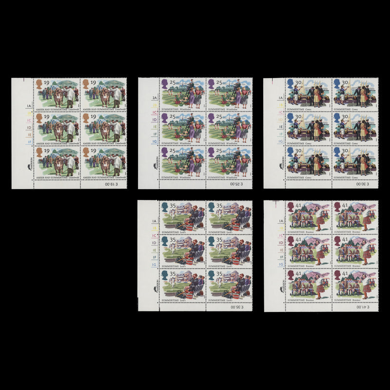 Great Britain 1994 (MNH) Summertime cylinder no-dot blocks