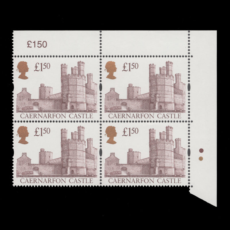 Great Britain 1997 (MNH) £1.50 Caernarfon Castle traffic light block