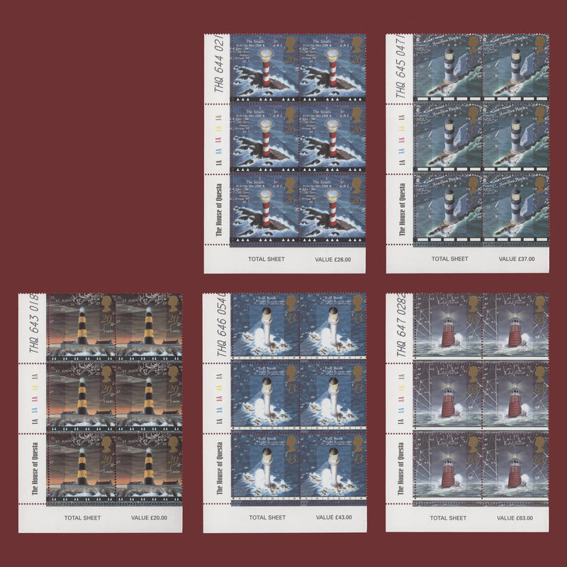 Great Britain 1998 (MNH) Lighthouses plate 1A–1A–1A–1A–1A blocks