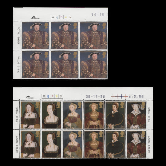 Great Britain 1997 (MNH) King Henry VIII Death Anniversary cylinder blocks