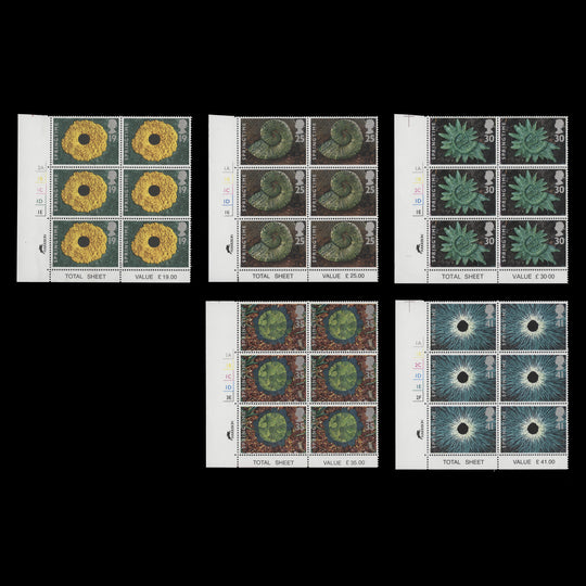 Great Britain 1995 (MNH) Springtime cylinder no-dot blocks