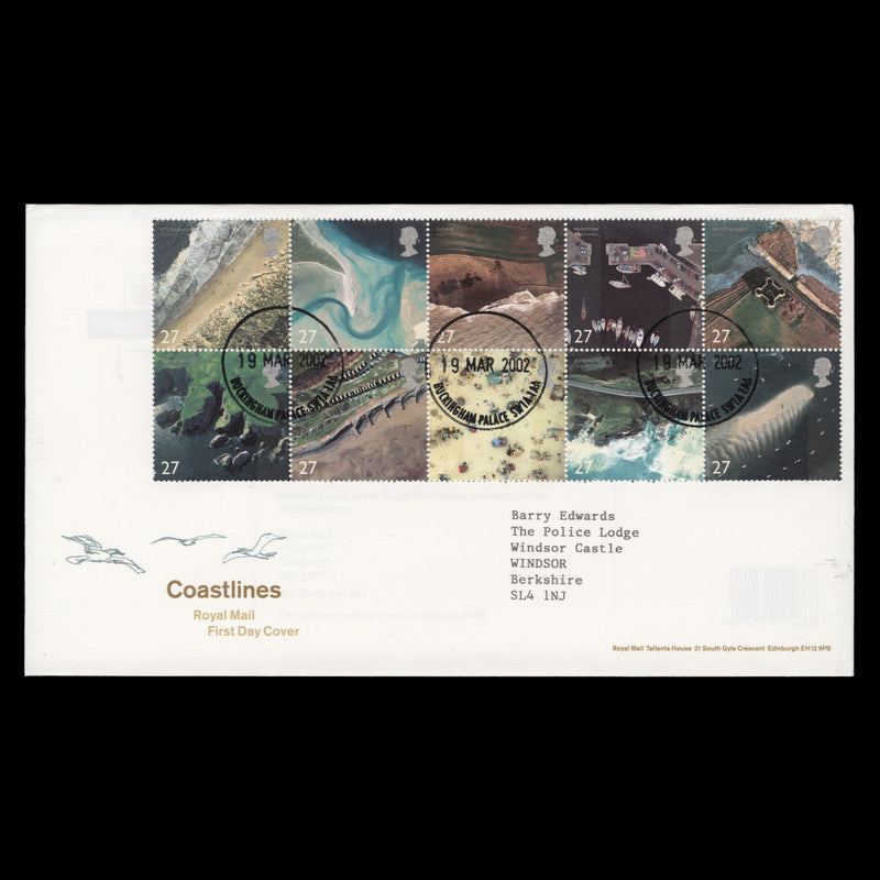 Great Britain 2002 Coastlines first day cover, BUCKINGHAM PALACE