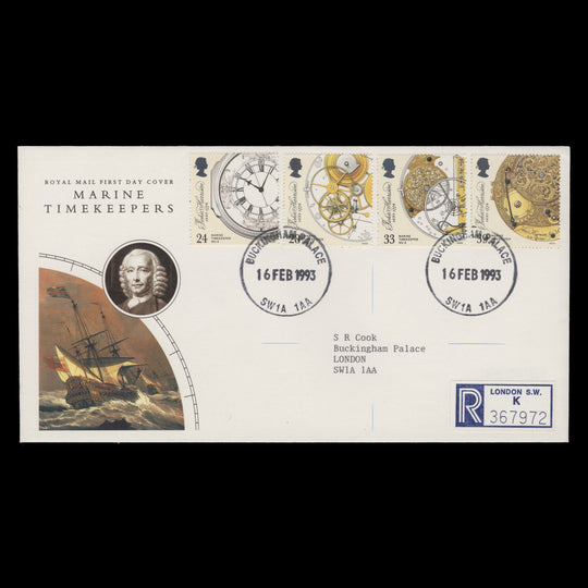 Great Britain 1993 John Harrison Birth Anniversary FDC, BUCKINGHAM PALACE