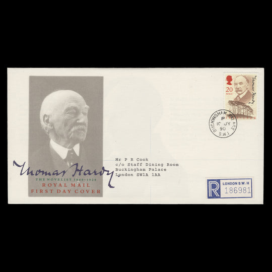 Great Britain 1990 Thomas Hardy Birth Anniversary FDC, BUCKINGHAM PALACE