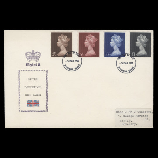 Great Britain 1969 Large-Format Definitives first day cover, WINDSOR