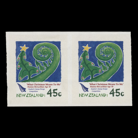 New Zealand 2006 (Variety) 45c Christmas self-adhesive imperf pair